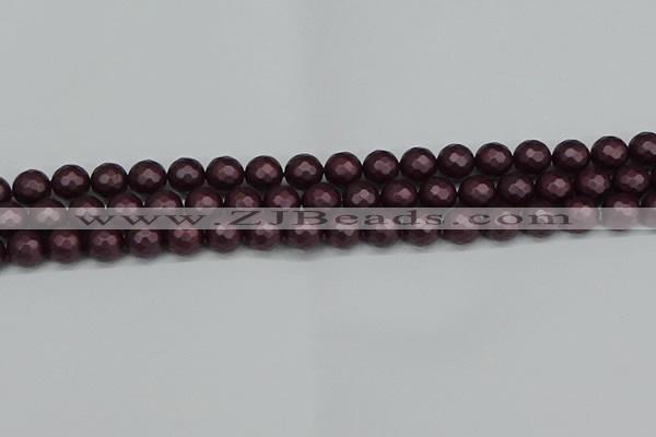 CSB1881 15.5 inches 6mm faceted round matte shell pearl beads