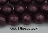 CSB1883 15.5 inches 10mm faceted round matte shell pearl beads