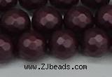 CSB1884 15.5 inches 12mm faceted round matte shell pearl beads