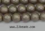 CSB1902 15.5 inches 8mm faceted round matte shell pearl beads