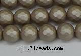 CSB1903 15.5 inches 10mm faceted round matte shell pearl beads