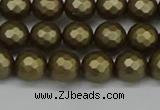 CSB1911 15.5 inches 6mm faceted round matte shell pearl beads