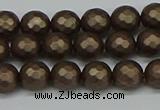 CSB1921 15.5 inches 6mm faceted round matte shell pearl beads