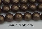 CSB1922 15.5 inches 8mm faceted round matte shell pearl beads