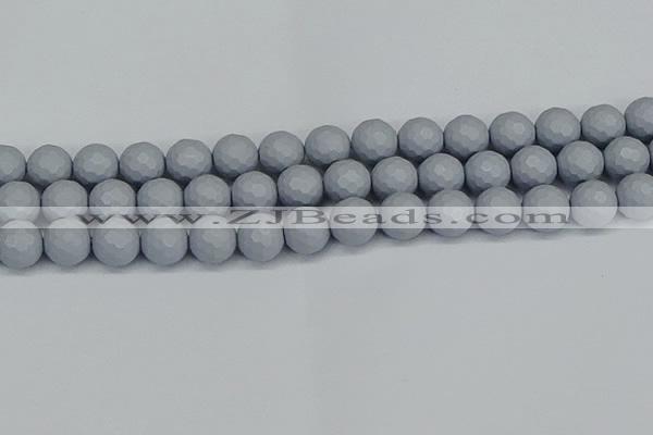 CSB1934 15.5 inches 12mm faceted round matte shell pearl beads