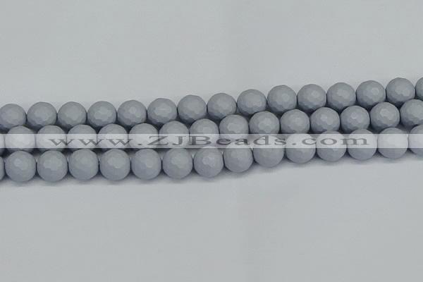 CSB1935 15.5 inches 14mm faceted round matte shell pearl beads
