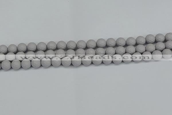 CSB1942 15.5 inches 8mm faceted round matte shell pearl beads