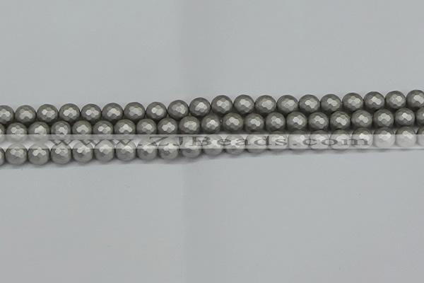 CSB1951 15.5 inches 6mm faceted round matte shell pearl beads