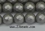 CSB1954 15.5 inches 12mm faceted round matte shell pearl beads