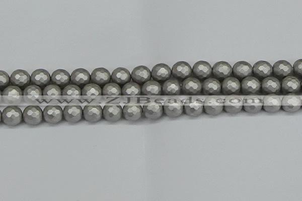 CSB1954 15.5 inches 12mm faceted round matte shell pearl beads