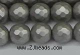 CSB1955 15.5 inches 14mm faceted round matte shell pearl beads