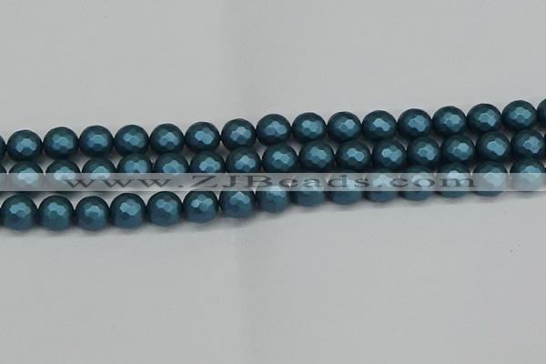 CSB1982 15.5 inches 8mm faceted round matte shell pearl beads