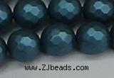 CSB1985 15.5 inches 14mm faceted round matte shell pearl beads