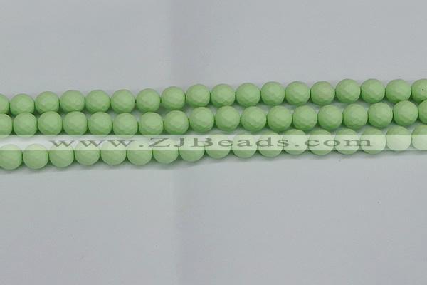 CSB1992 15.5 inches 8mm faceted round matte shell pearl beads