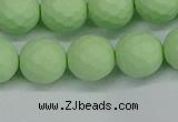 CSB1994 15.5 inches 12mm faceted round matte shell pearl beads