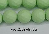 CSB1995 15.5 inches 14mm faceted round matte shell pearl beads