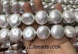 CSB2131 15.5 inches 25mm flat round shell pearl beads wholesale