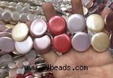 CSB2147 15.5 inches 25mm coin mixed shell pearl beads wholesale
