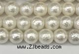 CSB2200 15.5 inches 4mm round wrinkled shell pearl beads wholesale