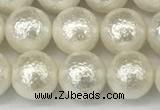 CSB2202 15.5 inches 8mm round wrinkled shell pearl beads wholesale