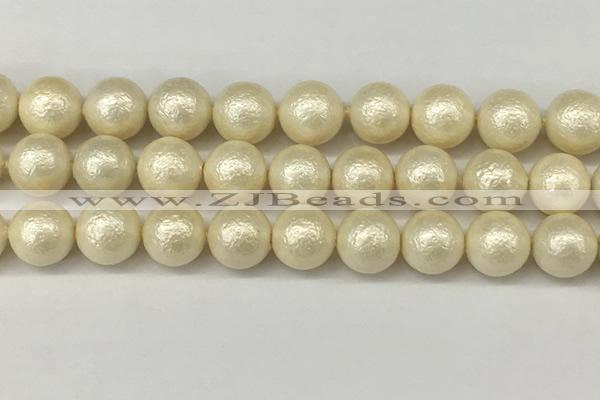 CSB2215 15.5 inches 14mm round wrinkled shell pearl beads wholesale