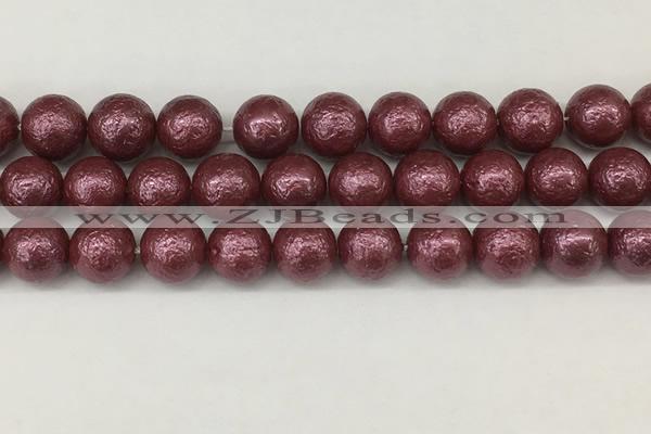 CSB2265 15.5 inches 14mm round wrinkled shell pearl beads wholesale