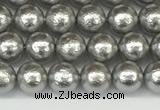 CSB2300 15.5 inches 4mm round wrinkled shell pearl beads wholesale