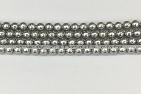 CSB2301 15.5 inches 6mm round wrinkled shell pearl beads wholesale