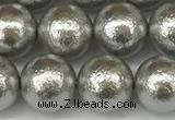 CSB2303 15.5 inches 10mm round wrinkled shell pearl beads wholesale