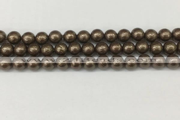 CSB2312 15.5 inches 8mm round wrinkled shell pearl beads wholesale