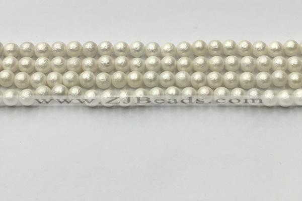 CSB2360 15.5 inches 4mm round matte wrinkled shell pearl beads