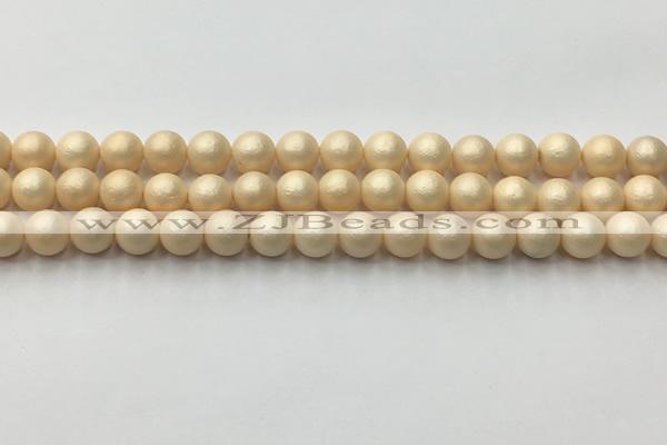 CSB2390 15.5 inches 4mm round matte wrinkled shell pearl beads