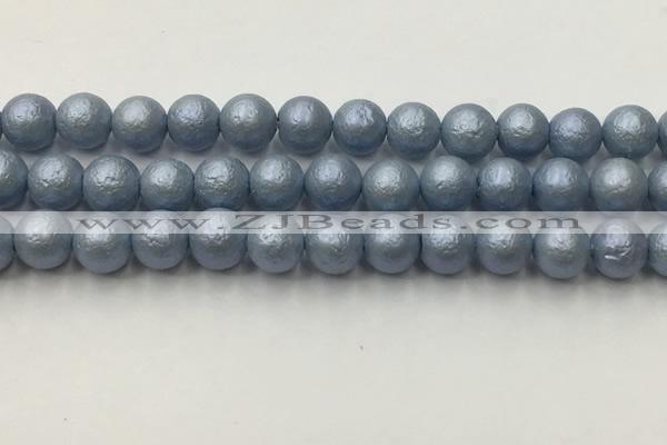 CSB2474 15.5 inches 12mm round matte wrinkled shell pearl beads