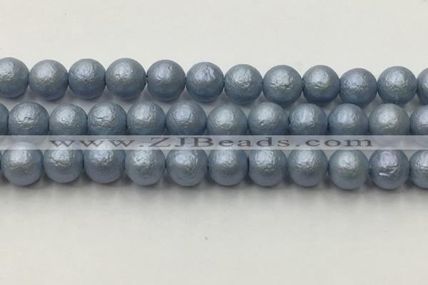 CSB2475 15.5 inches 14mm round matte wrinkled shell pearl beads