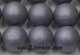 CSB2483 15.5 inches 10mm round matte wrinkled shell pearl beads