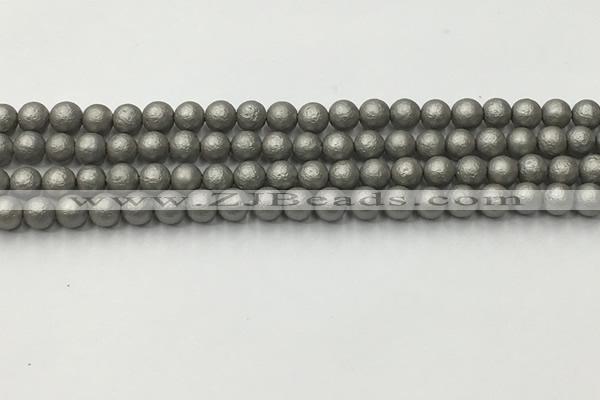 CSB2490 15.5 inches 4mm round matte wrinkled shell pearl beads