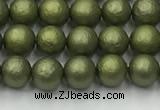 CSB2520 15.5 inches 4mm round matte wrinkled shell pearl beads