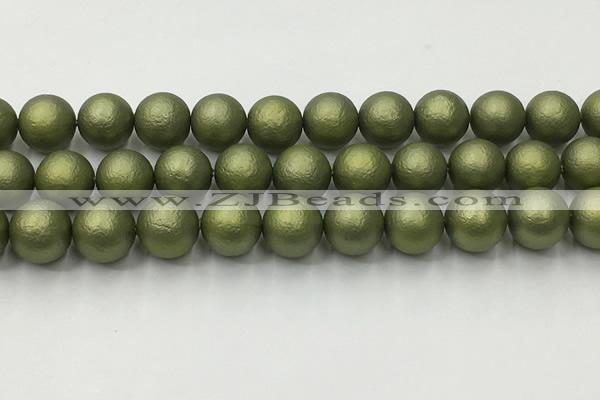 CSB2525 15.5 inches 14mm round matte wrinkled shell pearl beads