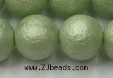 CSB2536 15.5 inches 16mm round matte wrinkled shell pearl beads