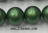 CSB2545 15.5 inches 14mm round matte wrinkled shell pearl beads