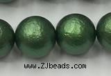 CSB2545 15.5 inches 14mm round matte wrinkled shell pearl beads