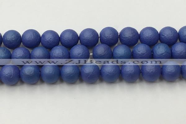 CSB2576 15.5 inches 16mm round matte wrinkled shell pearl beads