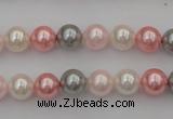 CSB303 15.5 inches 8mm round mixed color shell pearl beads