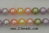 CSB309 15.5 inches 8mm round mixed color shell pearl beads