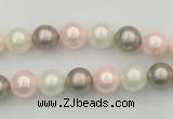 CSB313 15.5 inches 8mm round mixed color shell pearl beads