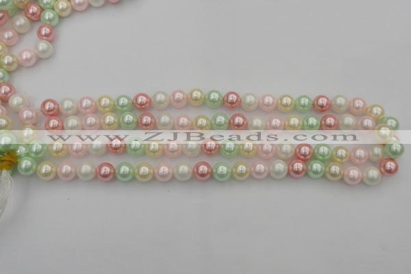 CSB322 15.5 inches 10mm round mixed color shell pearl beads