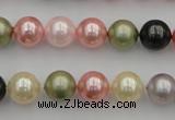 CSB325 15.5 inches 10mm round mixed color shell pearl beads