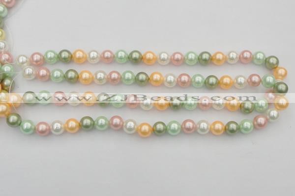 CSB327 15.5 inches 10mm round mixed color shell pearl beads