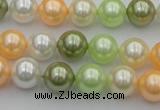 CSB328 15.5 inches 10mm round mixed color shell pearl beads
