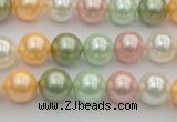 CSB329 15.5 inches 10mm round mixed color shell pearl beads